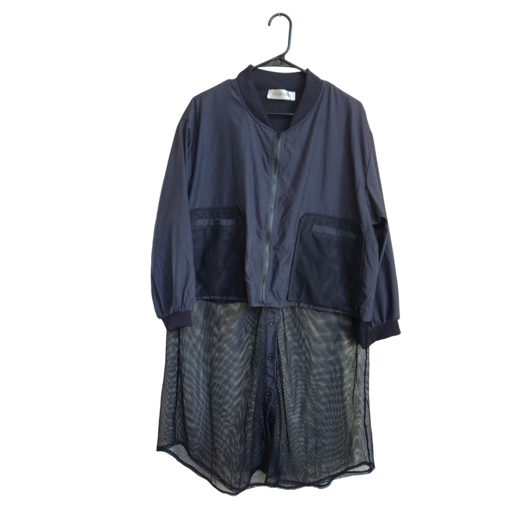 M Concept Bomber Jacket Abstract Mixed Media OS Mesh Utility Layered Avant Garde